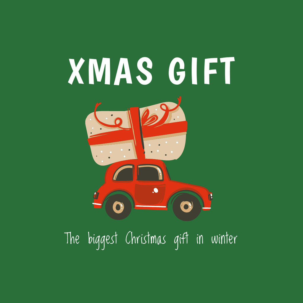 Cute Christmas Gift on Car Instagram Design Template