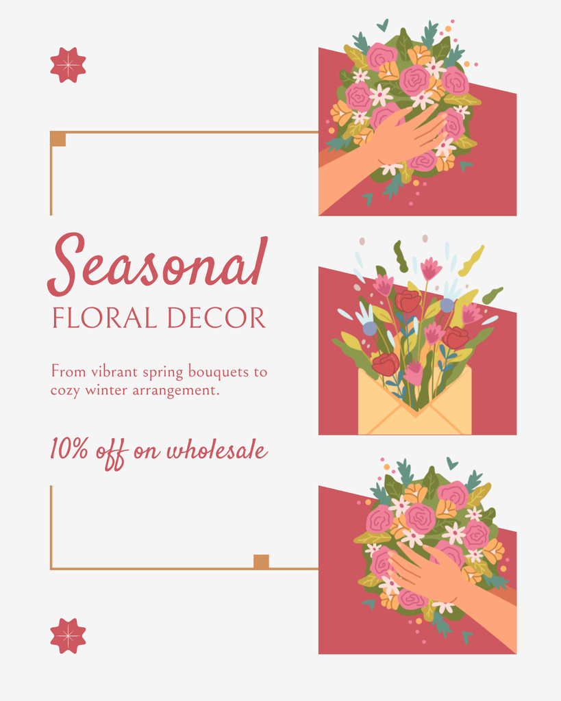 Ontwerpsjabloon van Instagram Post Vertical van Seasonal Floral Decor Wholesale Discount Offer
