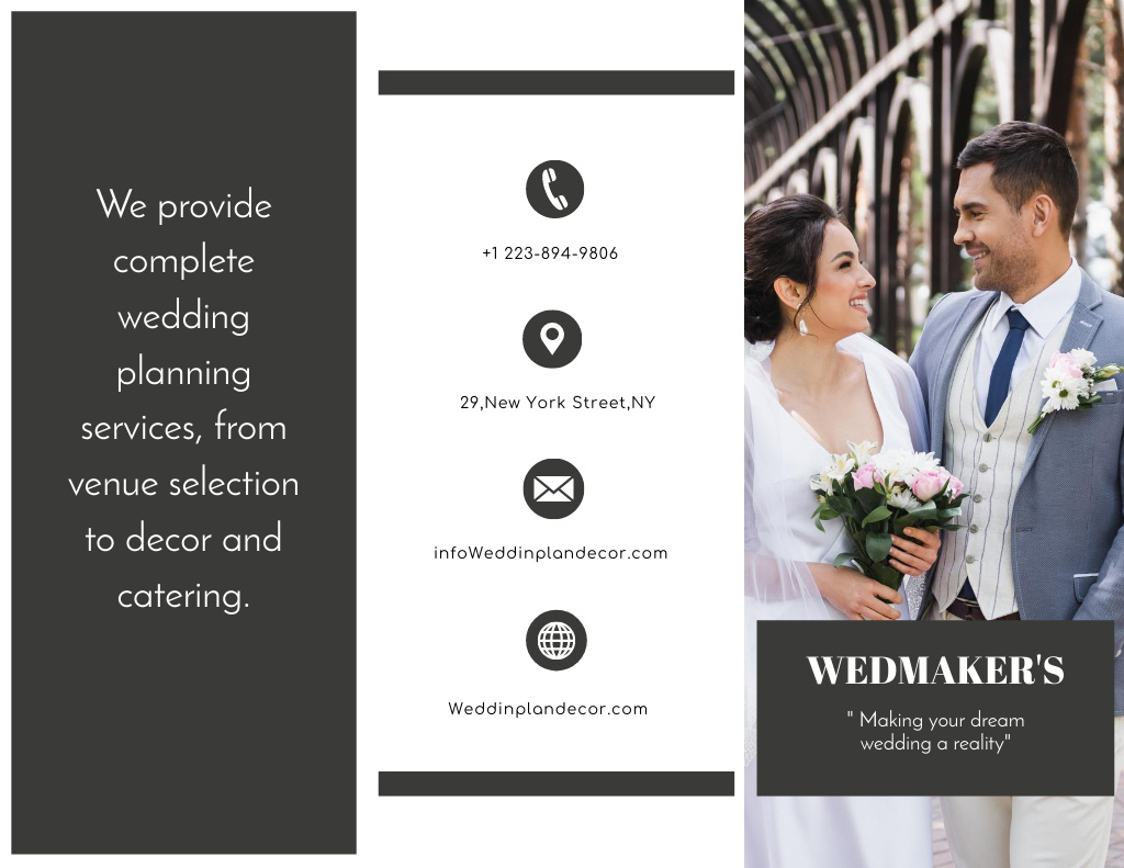 Ontwerpsjabloon van Brochure 8.5x11in van Wedding Planning Services