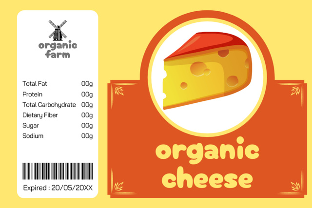Organic Farm Cheese Label Šablona návrhu