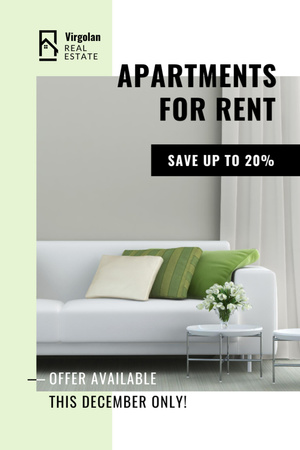 Real Estate Rent Offer Sofa in Room Flyer 4x6in Design Template
