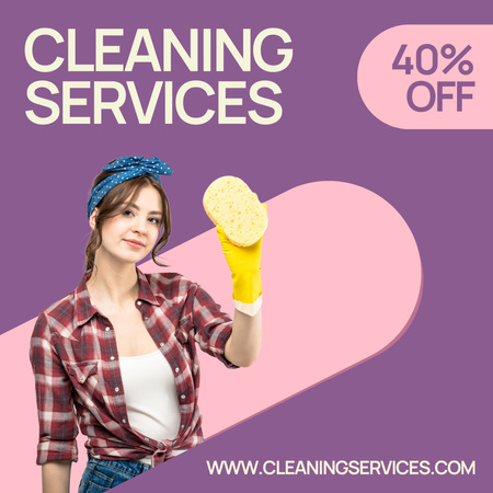 Cleaning Services Discount Offer Instagram AD Design Template
