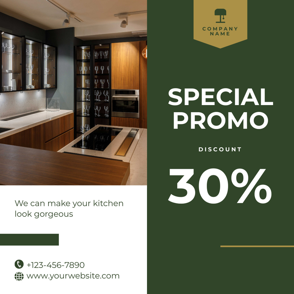 Special Promo with Discount with Modern Kitchen Interior Instagram Design Template