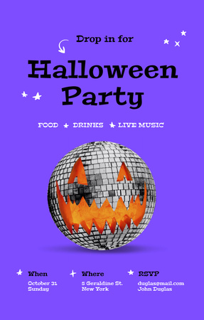 Ad of Halloween Party With Bright Pumpkin Invitation 4.6x7.2in Design Template