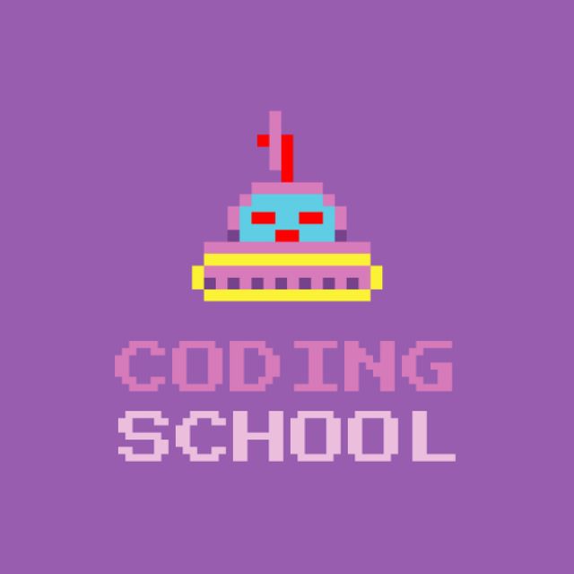 Platilla de diseño Coding School Ads with Cute Robot Animated Logo