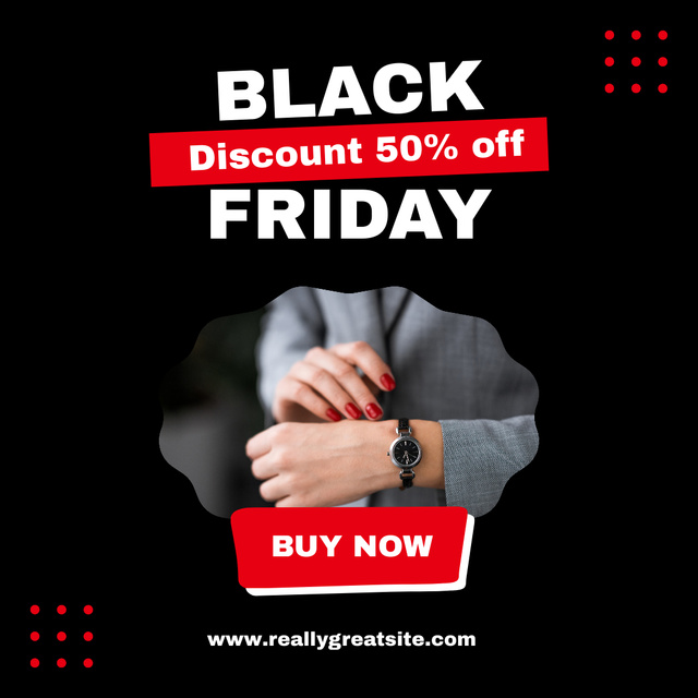 Platilla de diseño Discounts on Black Friday with Elegant Watch Instagram