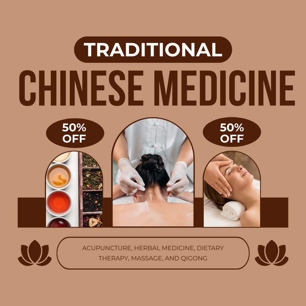 Traditional Chinese Medicine Treatments At Half Price LinkedIn post Design Template
