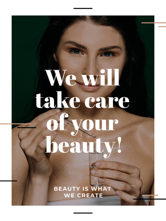 Beauty Services Ad with Fashionable Woman Poster US Modelo de Design