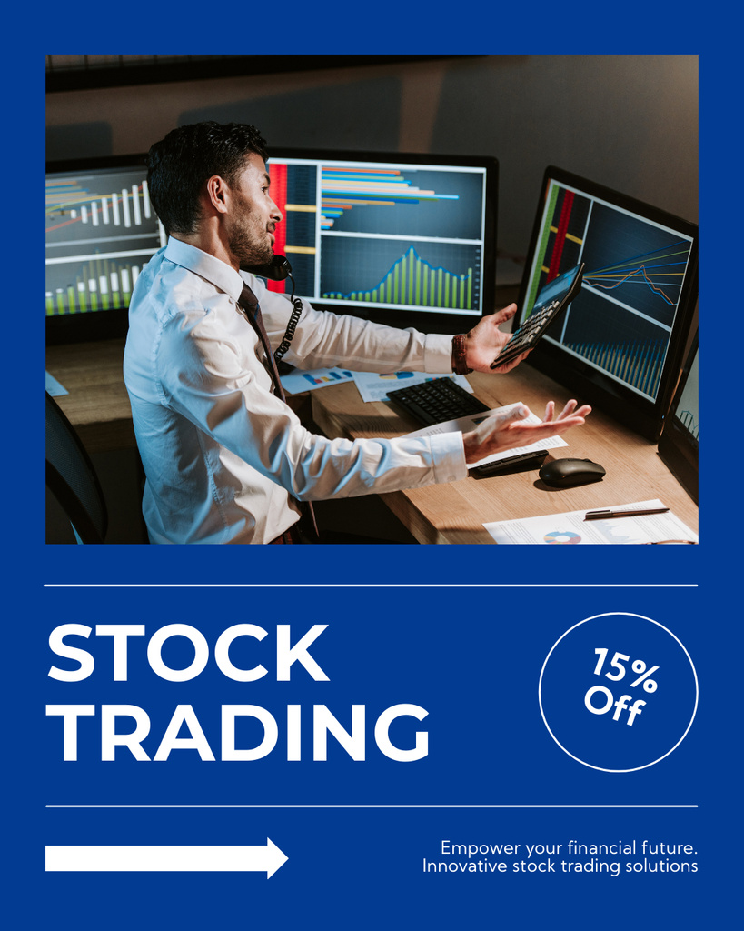 Ontwerpsjabloon van Instagram Post Vertical van Stock Trading Solutions with Great Discount