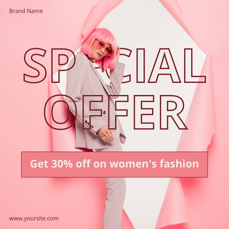 Ontwerpsjabloon van Instagram AD van Special Offer of Fancy Clothes for Women