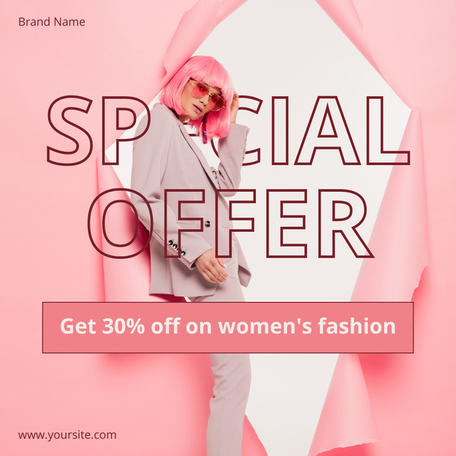 Designvorlage Special Offer of Fancy Clothes for Women für Instagram AD