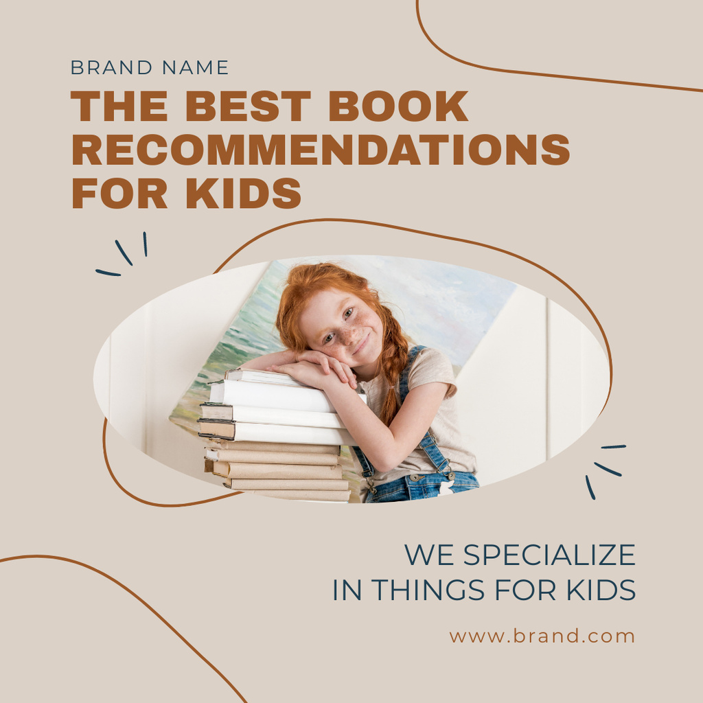 The best book recommendations for kids Instagram Design Template