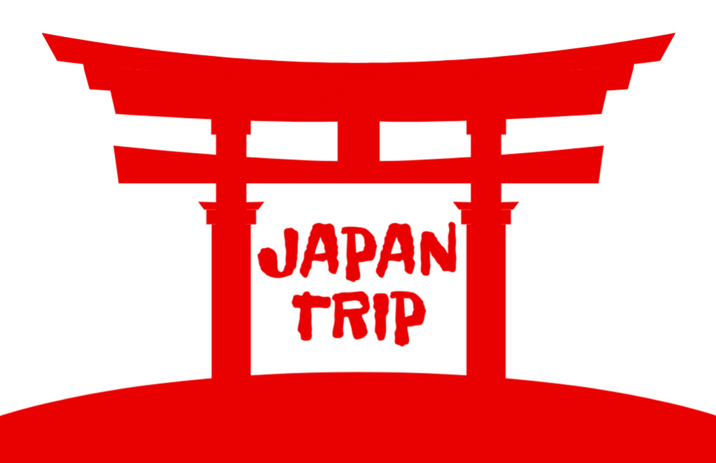 Ontwerpsjabloon van Thank You Card 5.5x8.5in van Japan Trip Offer on Red and White Layout
