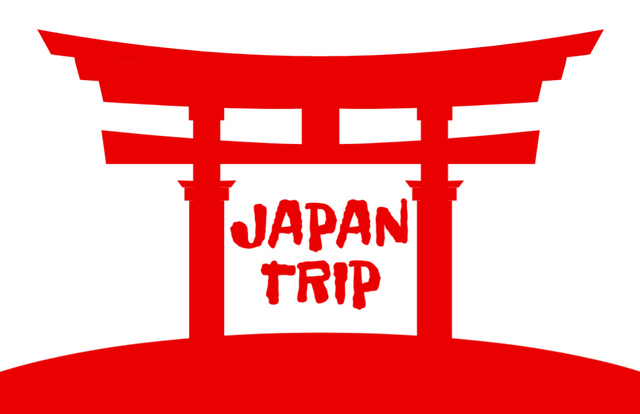 Japan Trip Offer on Red and White Layout Thank You Card 5.5x8.5in Design Template
