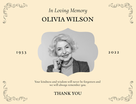 Card - In Loving Memory Thank You Card 4.2x5.5in Design Template