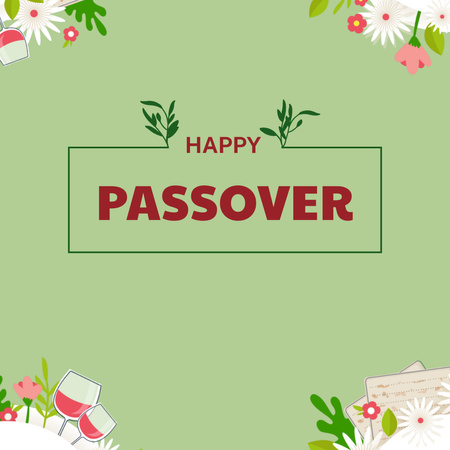 Passover Greeting with Menorah Instagram Design Template