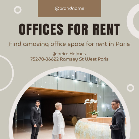 Amazing Corporate Office Space to Rent Offer In City Instagram AD Design Template