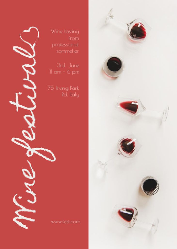 Red Wine in Winglasses Invitation Design Template