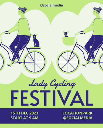 Bayanlar Bisiklet Festivali Instagram Post Vertical Tasarım Şablonu