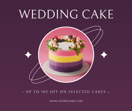 Desconto em bolos de casamento selecionados Facebook Modelo de Design