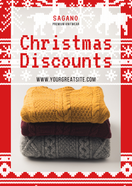 Designvorlage Christmas Promotion for Women’s Sweaters für Flyer A6