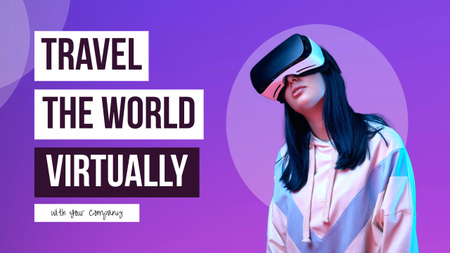 Woman in Virtual Reality Glasses Youtube Thumbnail Πρότυπο σχεδίασης