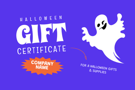 Funny Halloween's Ghost Gift Certificate – шаблон для дизайна