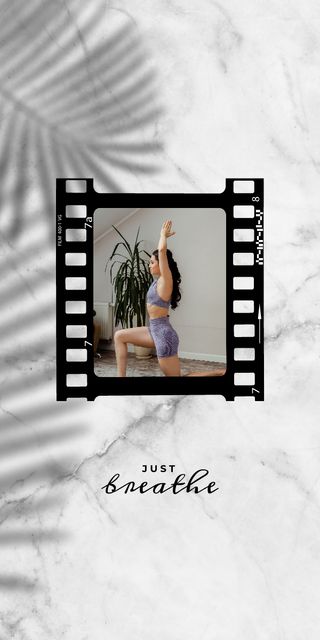 Woman practicing Yoga at home Graphic Design Template