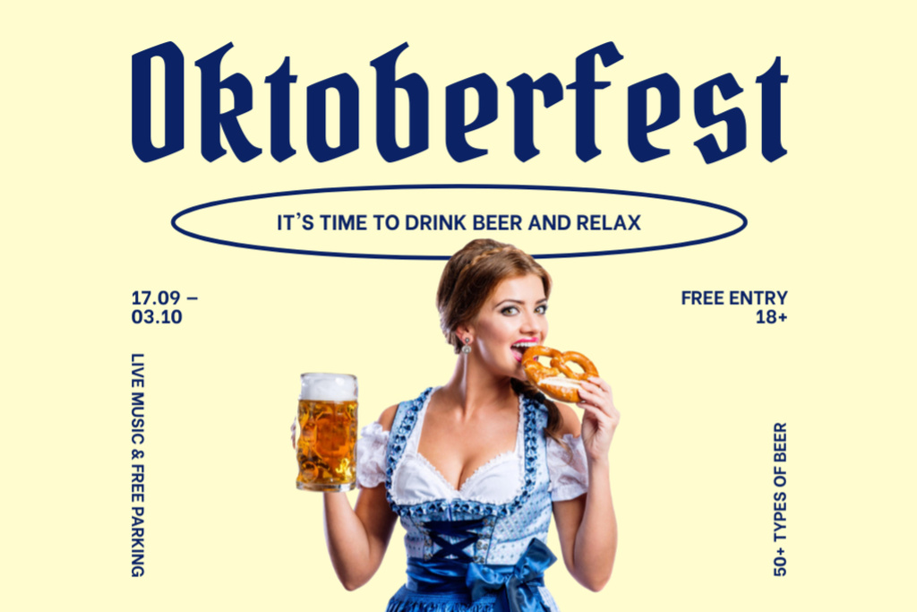 Oktoberfest Bavarian Unforgettable Alert Flyer 4x6in Horizontal tervezősablon