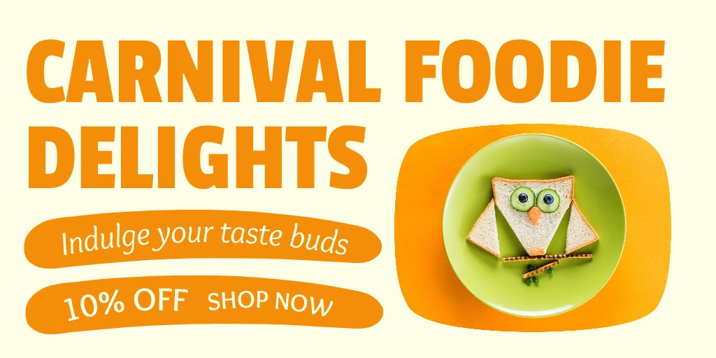 Designvorlage Discount On Admission To Foodie Carnival für Twitter