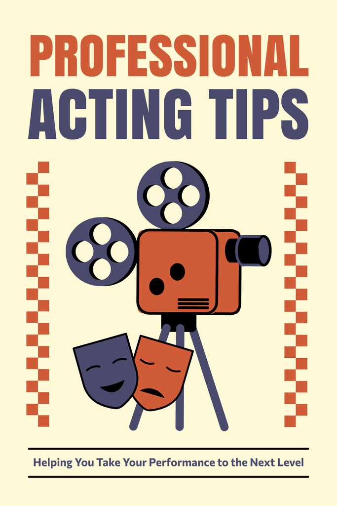 Acting Tips with Retro Film Projector Pinterest Design Template