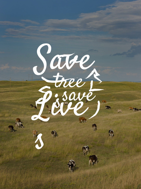 Platilla de diseño Eco Concept with Cows on Green Mountain Hill Poster US