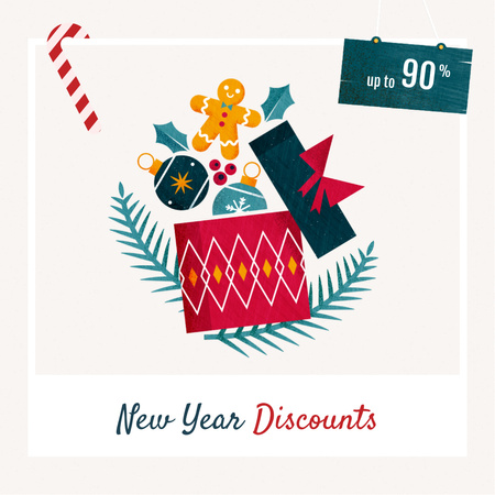 New Year Sale Winter Holidays Attributes Instagram Design Template