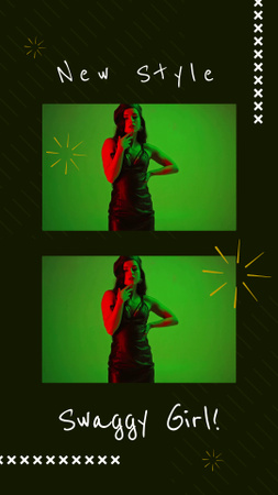Stylová dívka v zeleném neonu TikTok Video Šablona návrhu