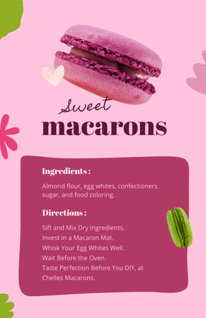 Sweet Pink Macaron Cookie Recipe Cardデザインテンプレート