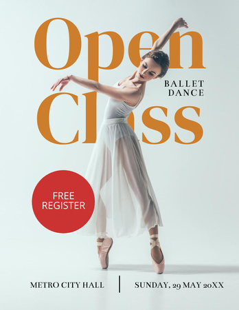 Beautiful Ballerina Practicing Ballet Dance Flyer 8.5x11in Design Template