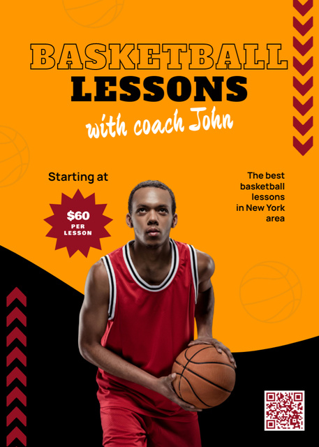 Ontwerpsjabloon van Flayer van Basketball Lessons with Professional Coach