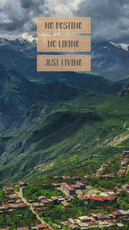Ontwerpsjabloon van Instagram Story van inspirerende citaat met bergen landschap