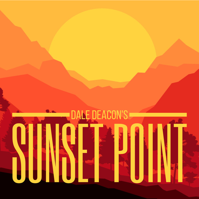 Illustration of Sunset in Mountains Album Cover Design Template