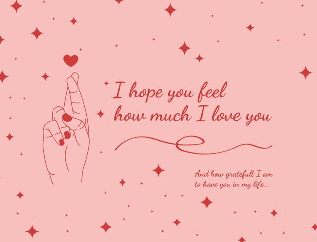 Ontwerpsjabloon van Postcard 4.2x5.5in van Cute Valentine's Day Holiday Greeting on Pink