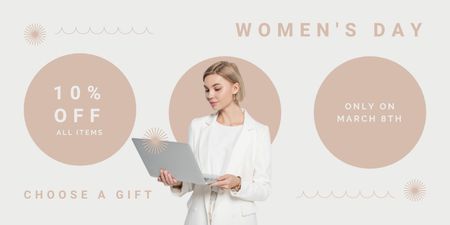 Discount Offer devoted to Women's Day Twitter Design Template