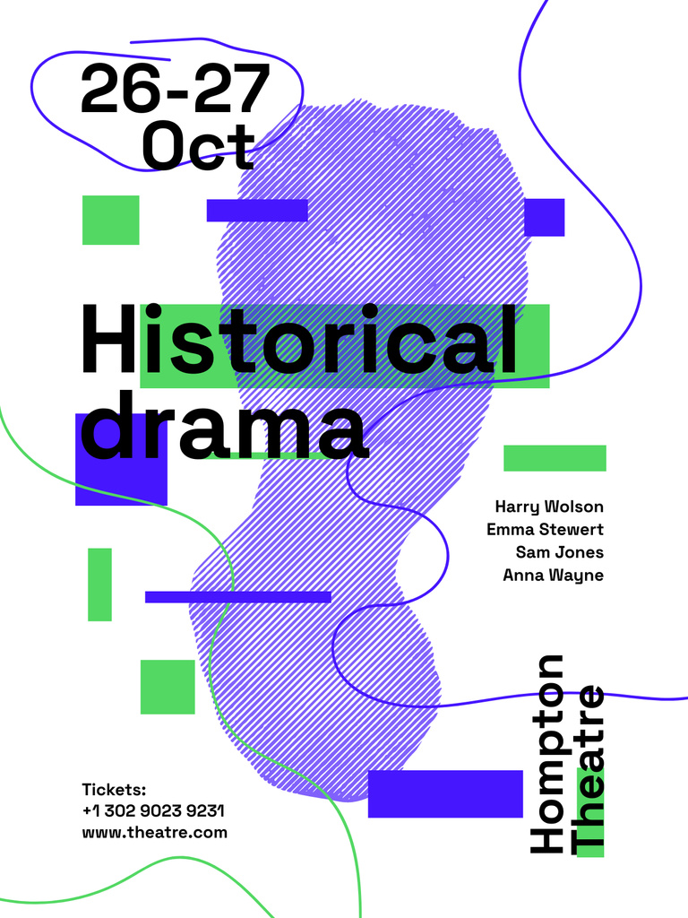 Theatre Show Event Announcement on White Poster US Tasarım Şablonu