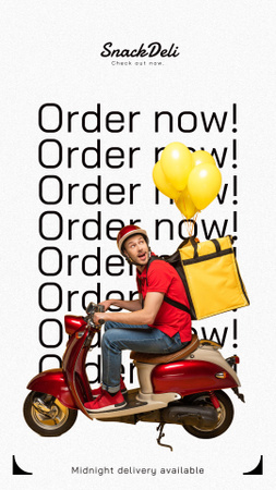Delivery Services Ad with Courier on Moped TikTok Video Design Template