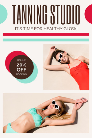 Reduced Prices for Tanning Studio Services Pinterest Design Template