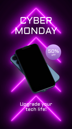 Cyber Monday Sale of Modern Smartphones with Discount Instagram Video Story Design Template