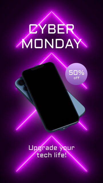 Cyber Monday Sale of Modern Smartphones with Discount Instagram Video Story Modelo de Design