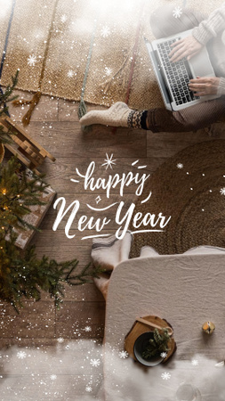 New Year Greeting with Cozy Decorated Home Instagram Story Modelo de Design