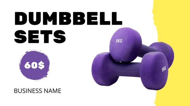 Offering Favorable Prices for Dumbbells for Fitness Label 3.5x2in Design Template