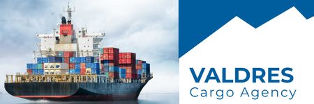Designvorlage cargo agency banner with ship für Twitter