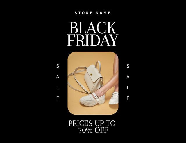 Black Friday Fashion Shoe Collection Discount Flyer 8.5x11in Horizontal Design Template